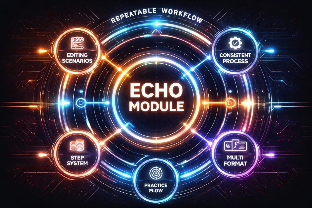 Diagram of the Echo Module with various components on a dark background