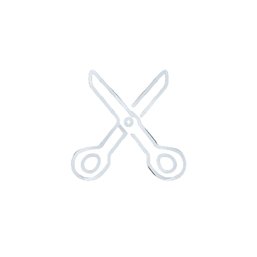 White scissors icon on a white background