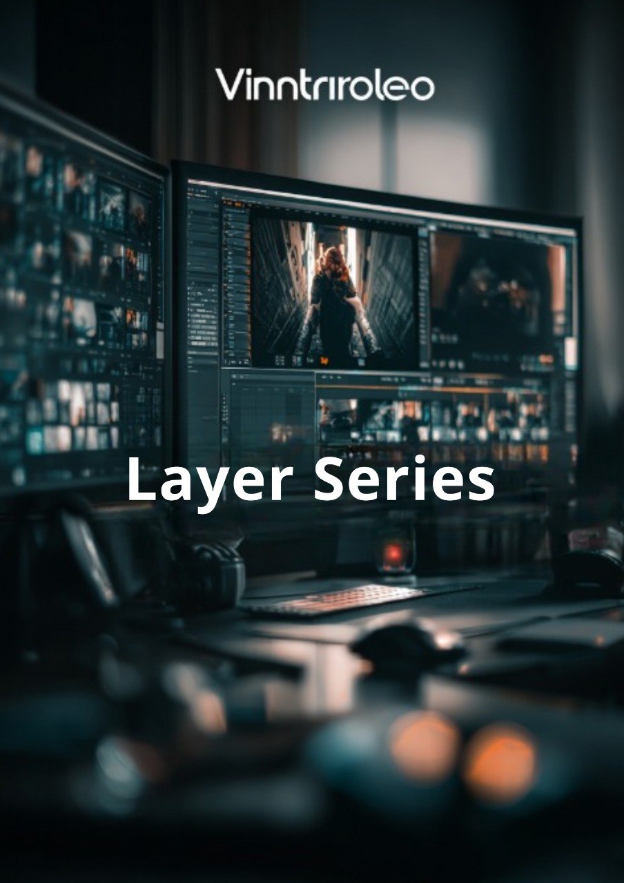 Video editing software interface with multiple monitors displaying a scene, featuring the brand 'Vinntriroleo'.