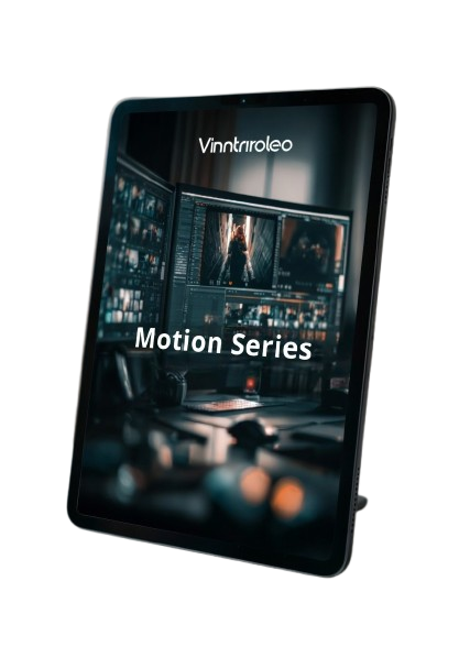 Tablet displaying a video editing software interface with 'VinniPro' branding.