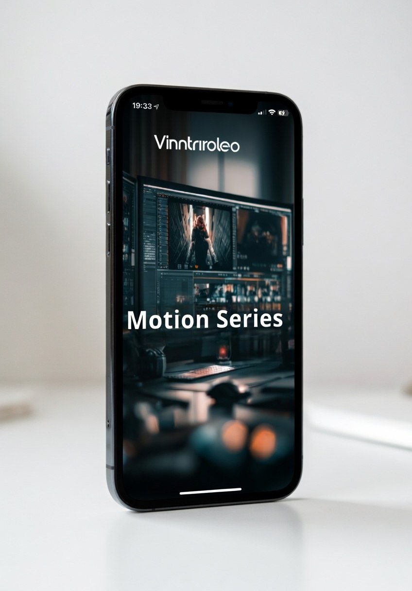 Smartphone displaying a video app interface with 'Vinntriroleo' branding on a white background
