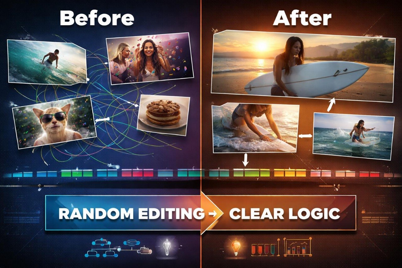 Comparison of 'Before' and 'After' images with a focus on clear logic over random editing.